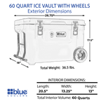 60 Quart Ice Vault Roto-Molded Cooler with Wheels