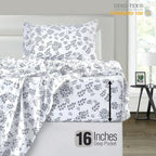 LUX Décor Floral Sheet Set - 3 Piece Ultra-Soft Microfiber Bed Sheets with Flat Sheet, 16 Inches Deep Pocket Fitted Sheet
