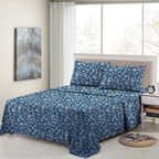 LUX Décor Floral Sheet Set - 3 Piece Ultra-Soft Microfiber Bed Sheets with Flat Sheet, 16 Inches Deep Pocket Fitted Sheet