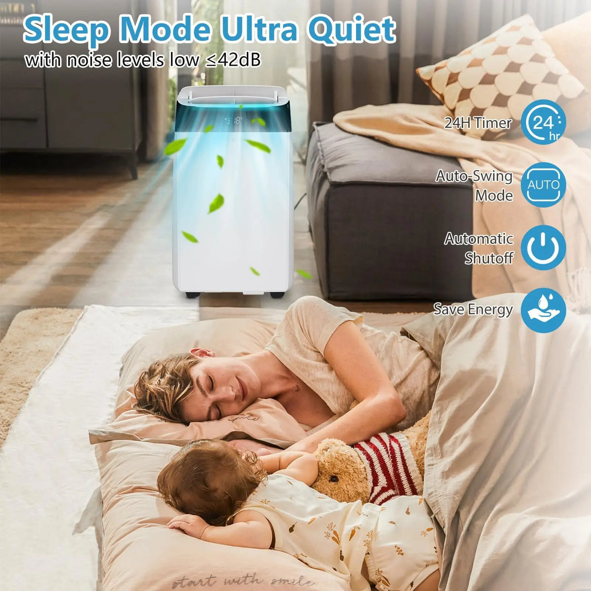 14000 BTU Portable Air Conditioner 3-in-1 AC Unit Cool Dehumidifier Fan  Rooms Up to 750 Sq.ft