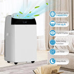 14000 BTU Portable Air Conditioner 3-in-1 AC Unit Cool Dehumidifier Fan  Rooms Up to 750 Sq.ft