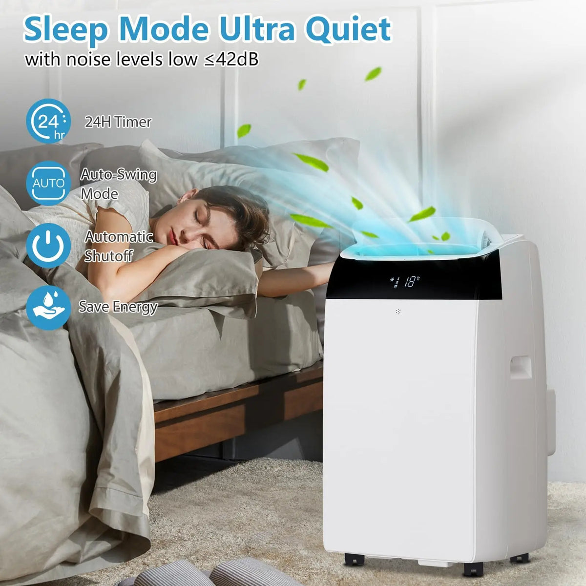 14000 BTU Portable Air Conditioner 3-in-1 AC Unit Cool Dehumidifier Fan  Rooms Up to 750 Sq.ft