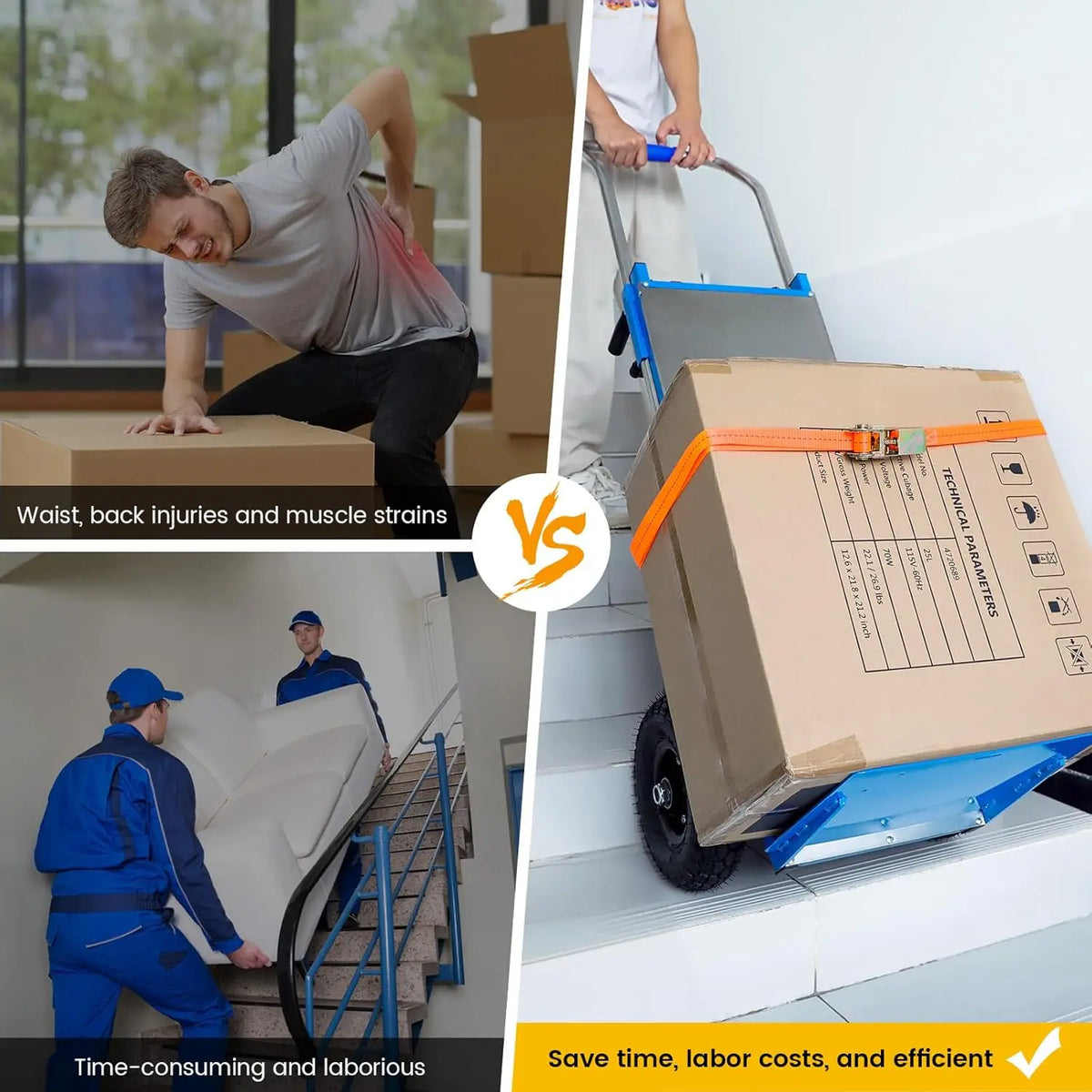 Hand Trucks, 880lbs Capacity Folding Electric Dolly for Stairs