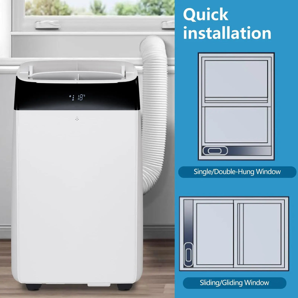 14000 BTU Portable Air Conditioner 3-in-1 AC Unit Cool Dehumidifier Fan  Rooms Up to 750 Sq.ft