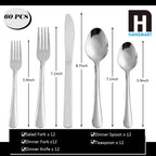 HANSMART 60Pcs Stainless Steel Flatware Set