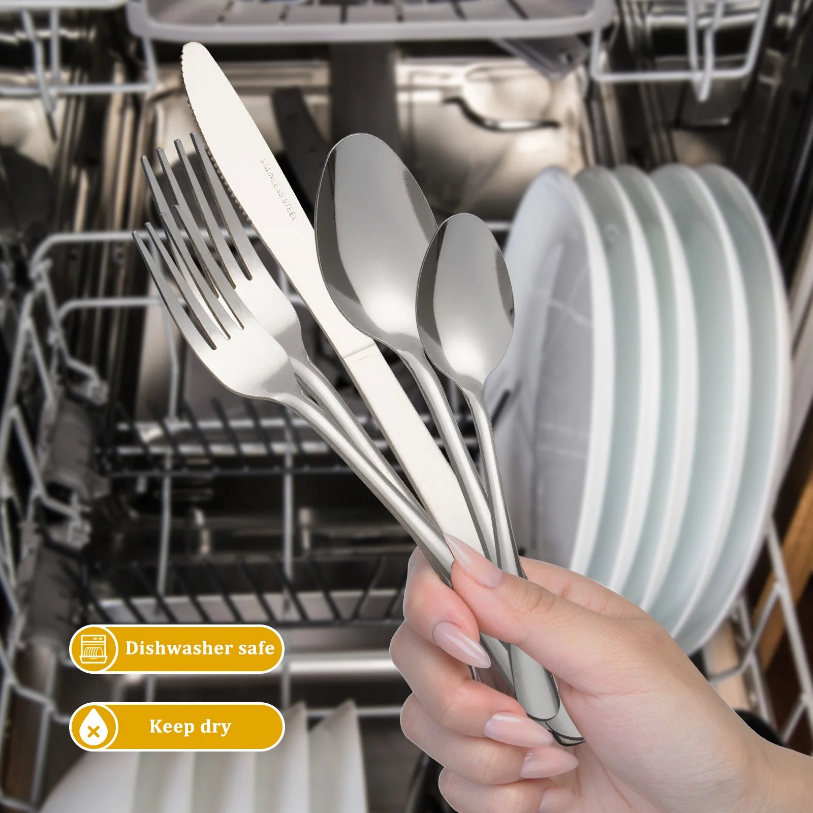 HANSMART 60Pcs Stainless Steel Flatware Set
