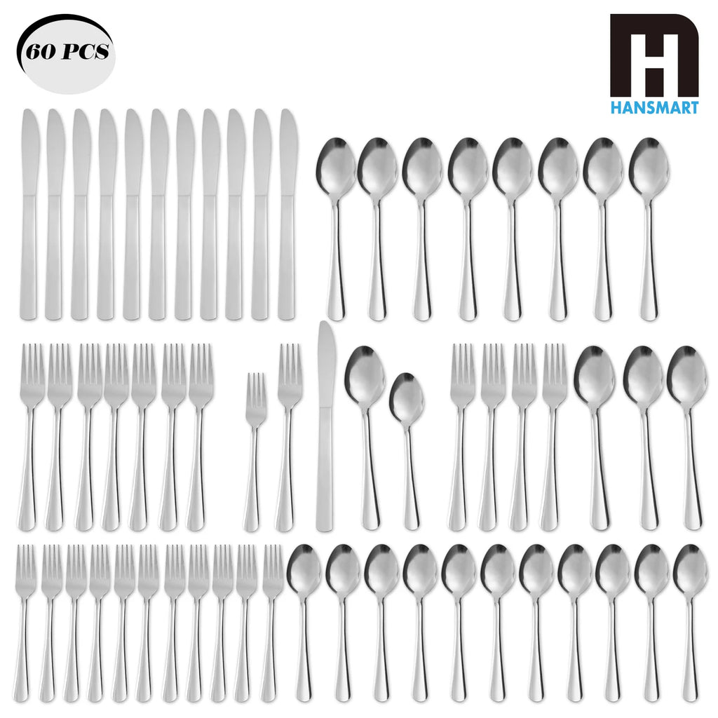 HANSMART 60Pcs Stainless Steel Flatware Set