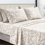LUX Décor Floral Sheet Set - 3 Piece Ultra-Soft Microfiber Bed Sheets with Flat Sheet, 16 Inches Deep Pocket Fitted Sheet