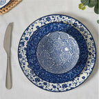 12pcs, Plates and Bowls, Dish Sets Microwave Safe, Vintage Blue