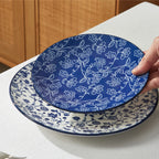 12pcs, Plates and Bowls, Dish Sets Microwave Safe, Vintage Blue