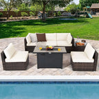 7 Piece Patio Furniture Set  Fire Pit