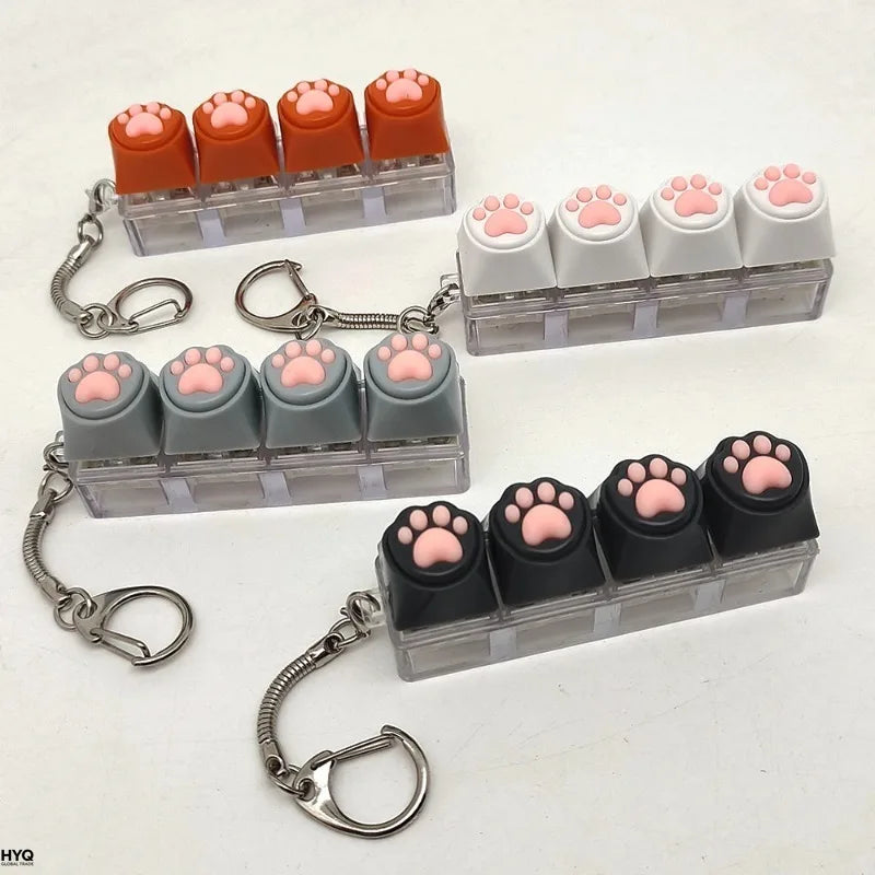 Silicone Soft Cat Claws Keychain Key Ring Pendant Mobile Phone Backpack Pendant Desktop Accessories Decompression Press Tools
