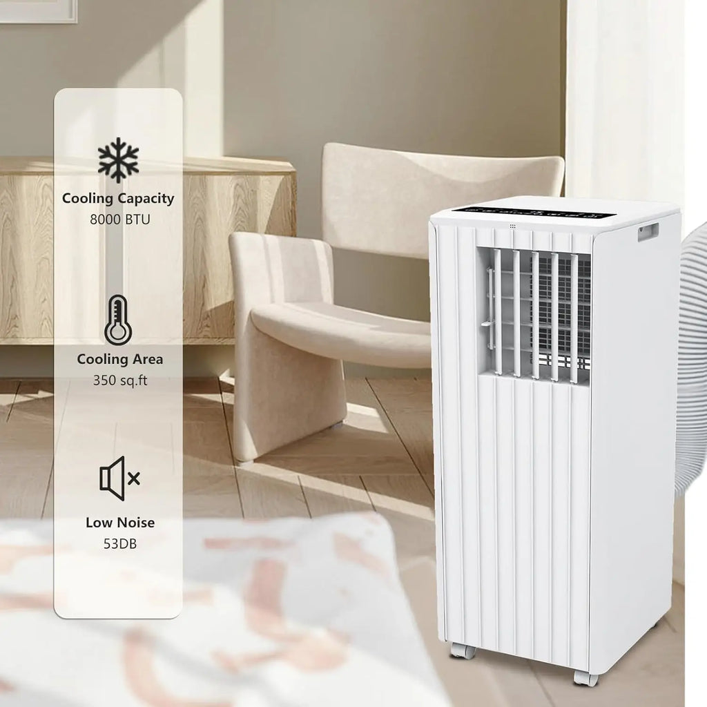 8000 BTU Portable Air Conditioner, 3-In-1 Cooling, Dehumidifier & Fan for 350 Sq. Ft Rooms,