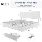 King Platform Bed 4 Storage Drawers