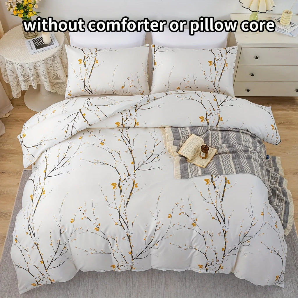 Dolin Plum Blossom Print Three-Piece Quilt Cover Set,