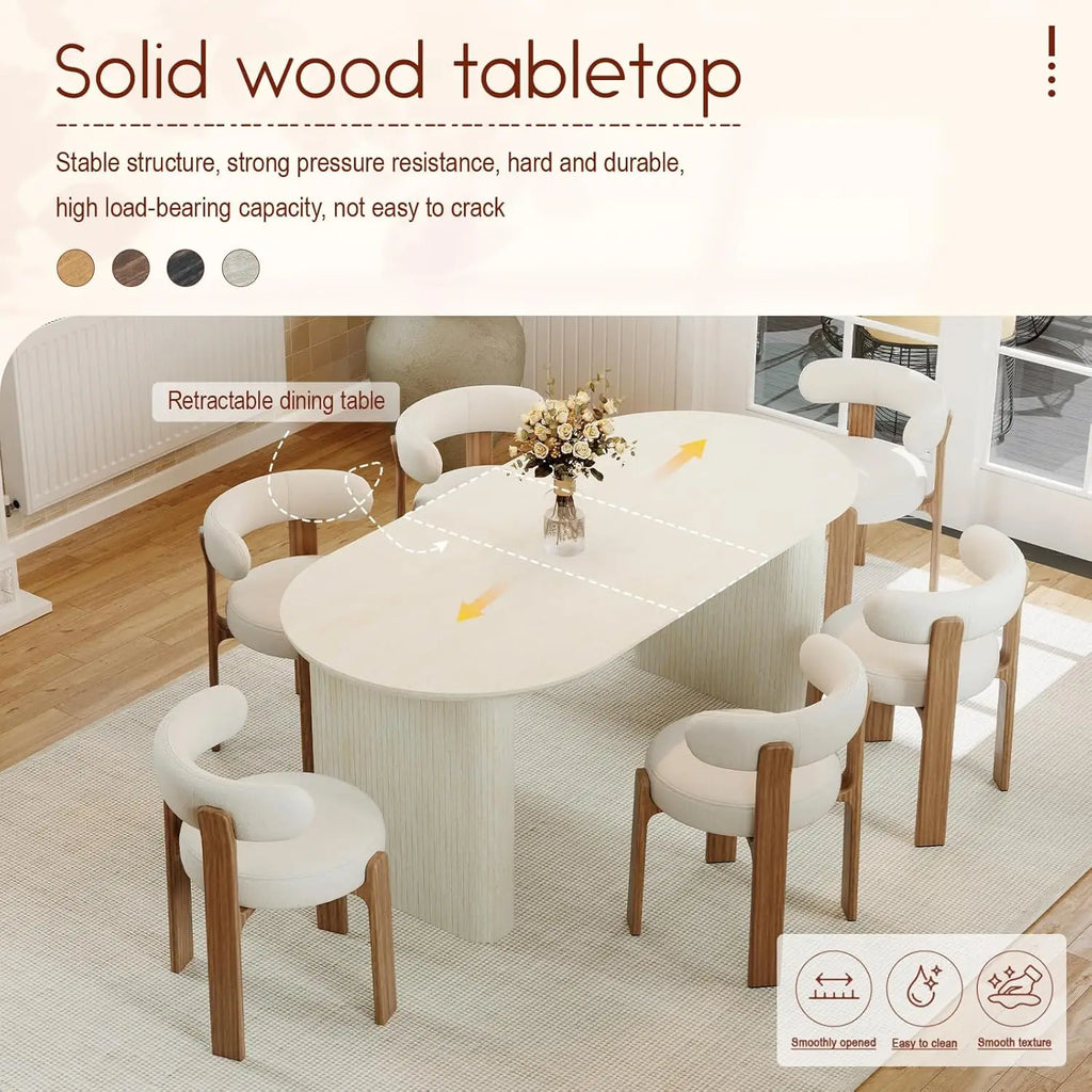 Extendable Oval Wooden Dining Table