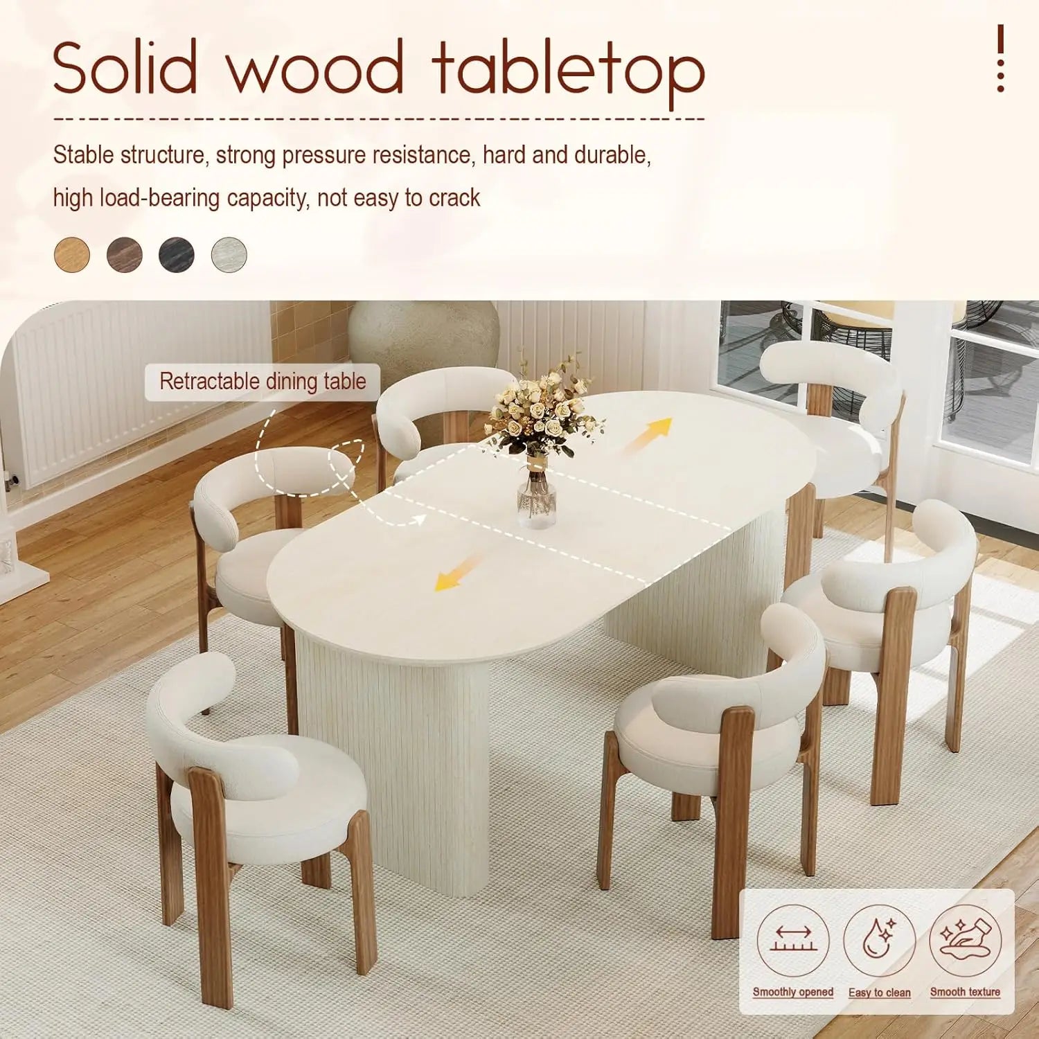 Extendable Oval Wooden Dining Table