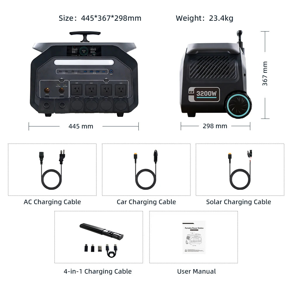 P3200 3200W 2048Wh LiFePO4 Portable Power Station,