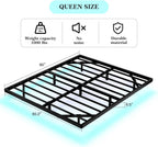 Queen Size Floating Bed Frame with Smart LED Lights