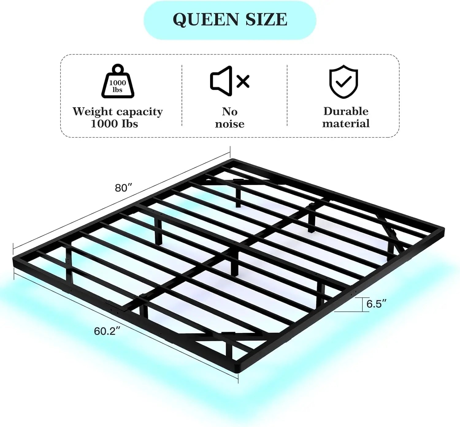 Queen Size Floating Bed Frame with Smart LED Lights