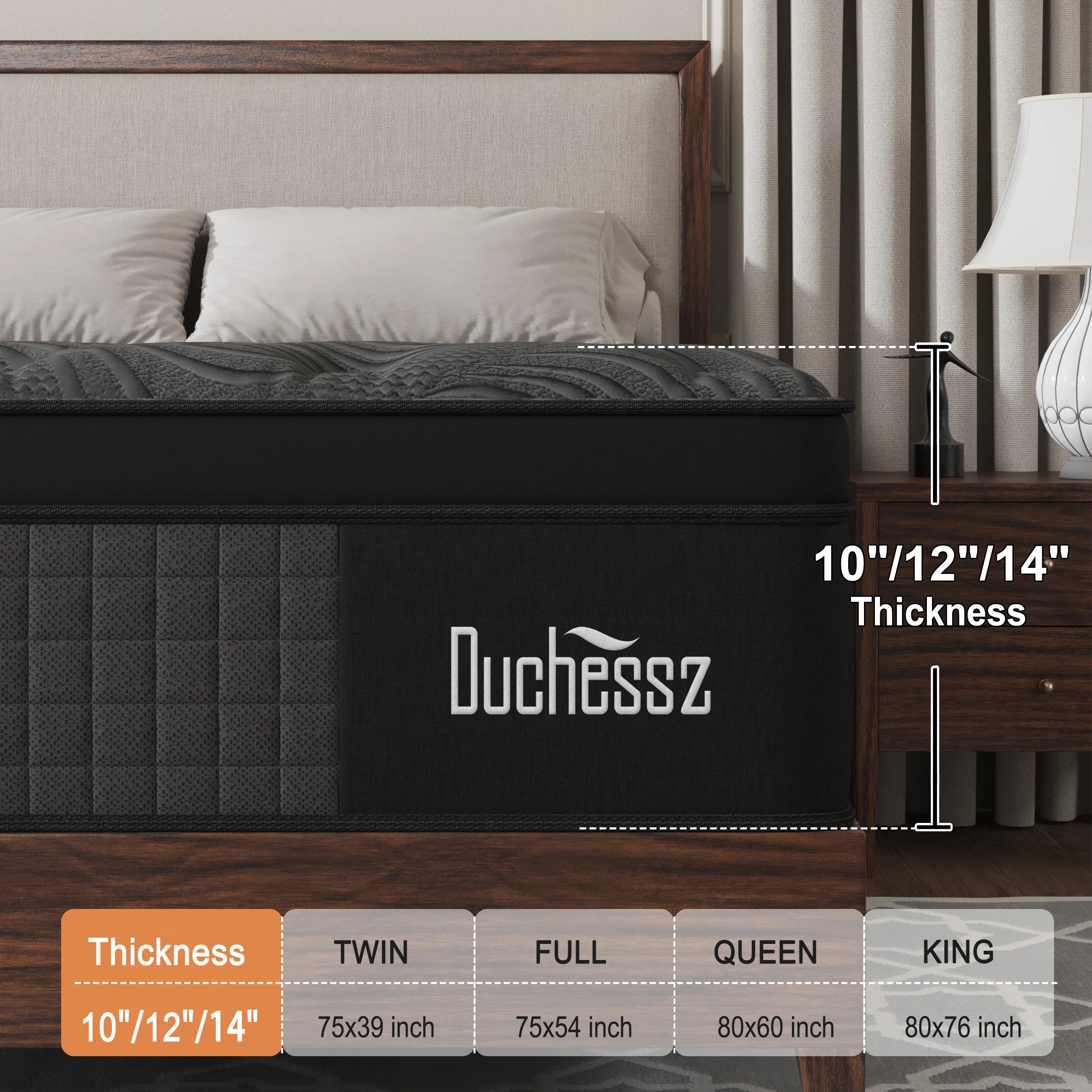 "Twin Full Queen King Size Gel Memory Foam Pocket Spring Mattress