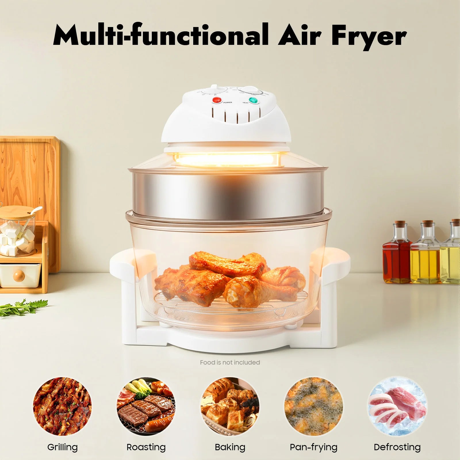 110V 17.96Qt Visual Air Fryer 1200-1400W 360°