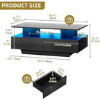 Black High Gloss LED Coffee Table with 4 Drawers