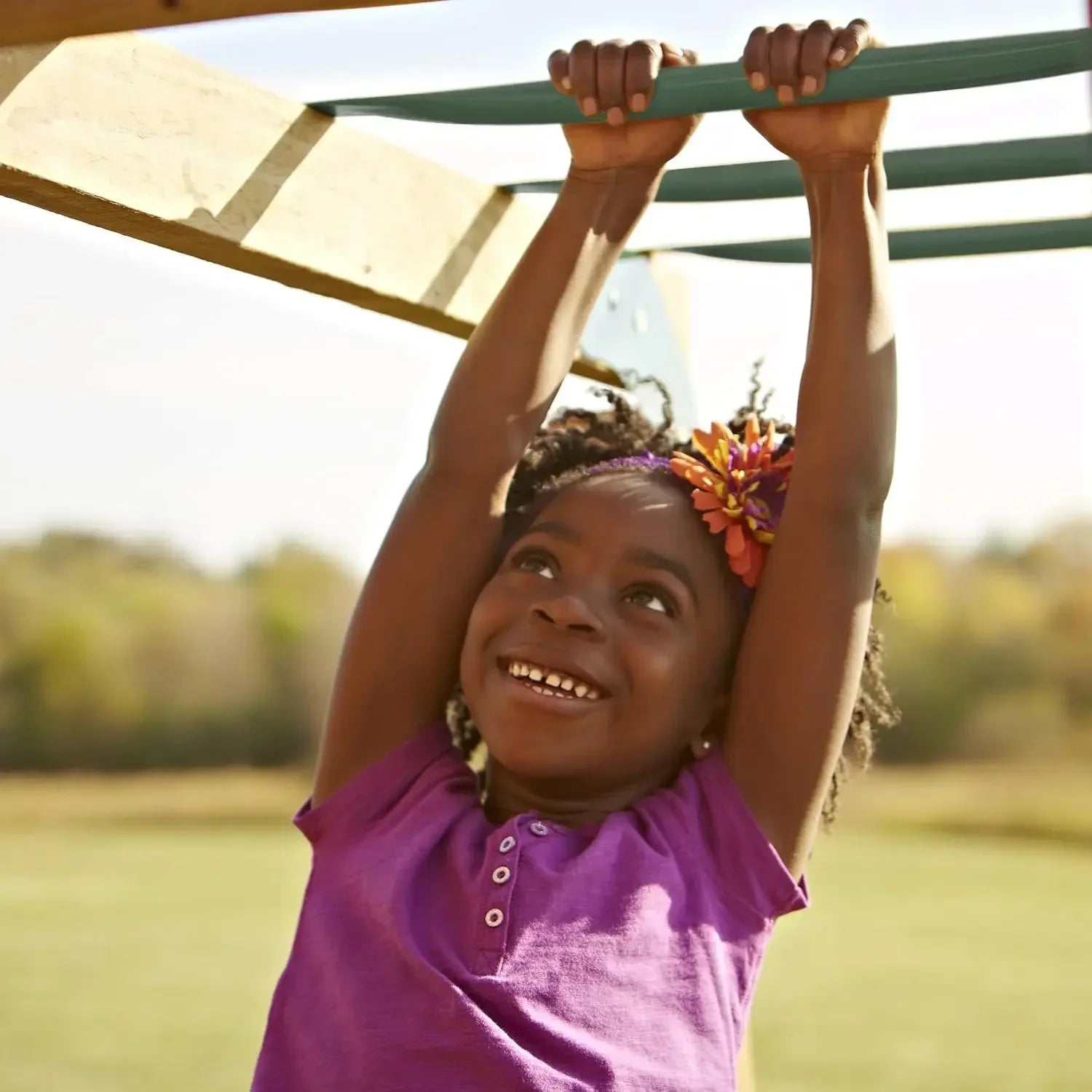 Two Swings, Slide, Monkey Bars, Picnic Table & Glider, Green