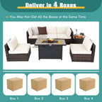 7 Piece Patio Furniture Set  Fire Pit