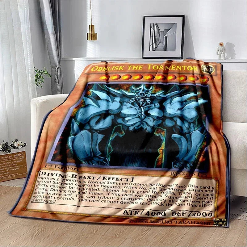 Anime Yu Gi Oh Card Throw Blanket Blue Eyes White Dragon Anime Cartoon Soft Plush Blanket Bedroom Bedspread Home Decor