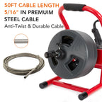 50Ft x 5/16 Inch Drain Cleaner Machine, Drain Auger Professional for 3/4 to 3 Inch Pipes, Foot Switch Drain Auger Cleaner Sewer