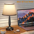 Touch Table Lamp with USB C Charging, 3-Way Dimmable Nightstand Light for Bedroom and Office, LED Bulb Included