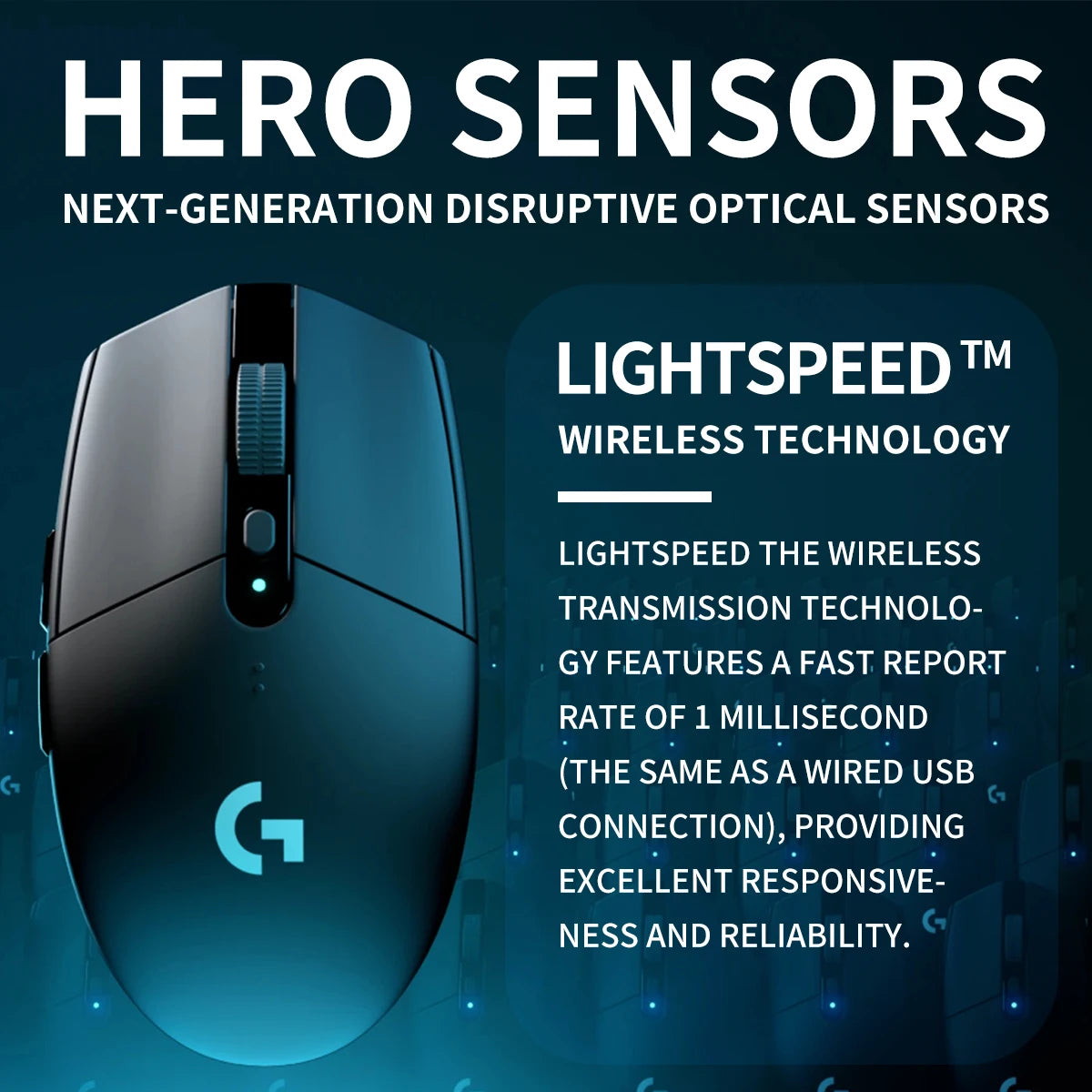 Logitech G304 Wireless Gaming Mouse 12000 DPI HERO Sensor LIGHTSPEED 1ms 9-Month Battery Creative Long Battery Users G304/G305