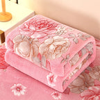 1pc Floral Style Warm Bedspread Fleece Blanket