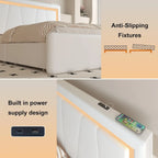Bed Frame  4 Storage Drawers LED Bed Type-C&USB