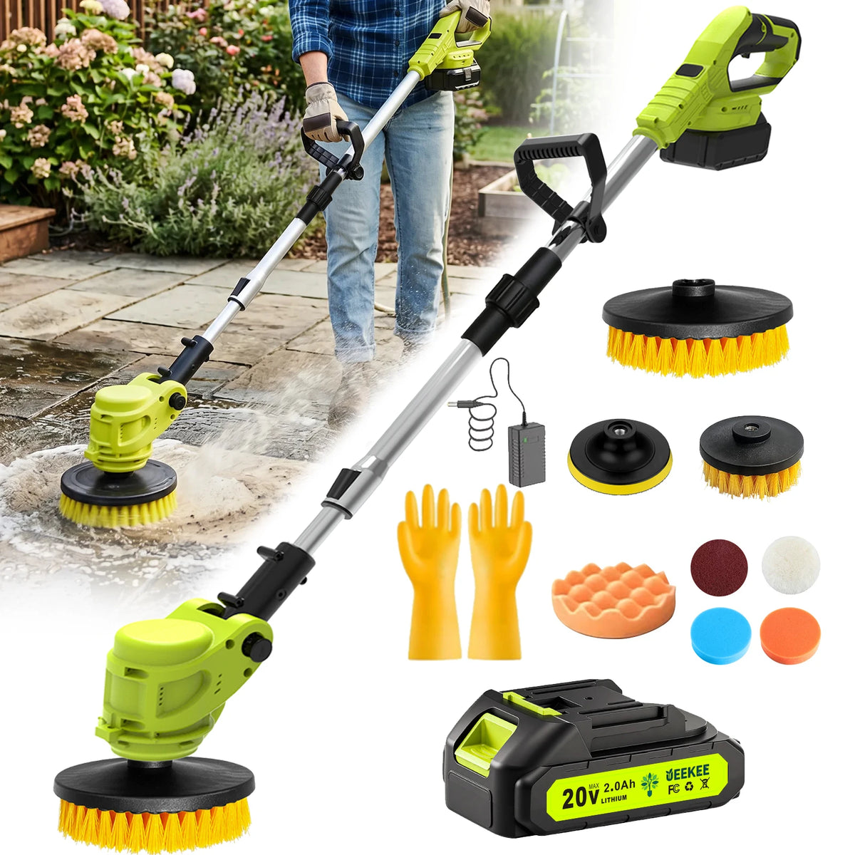 20V Cordless Rotary Floor Cleaner, Multi‑Functional Floor Scrub