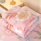 1pc Floral Style Warm Bedspread Fleece Blanket