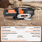 4500lbs ATV/UTV Electric Winch 12V  39ft Synthetic Rope Wireless  Remote Control IP55 Waterproof