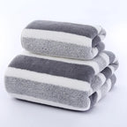 Striped Pattern Towel Set Soft Face Towel Bath Towel Quick Drying Absorbent Towels For Bathroom