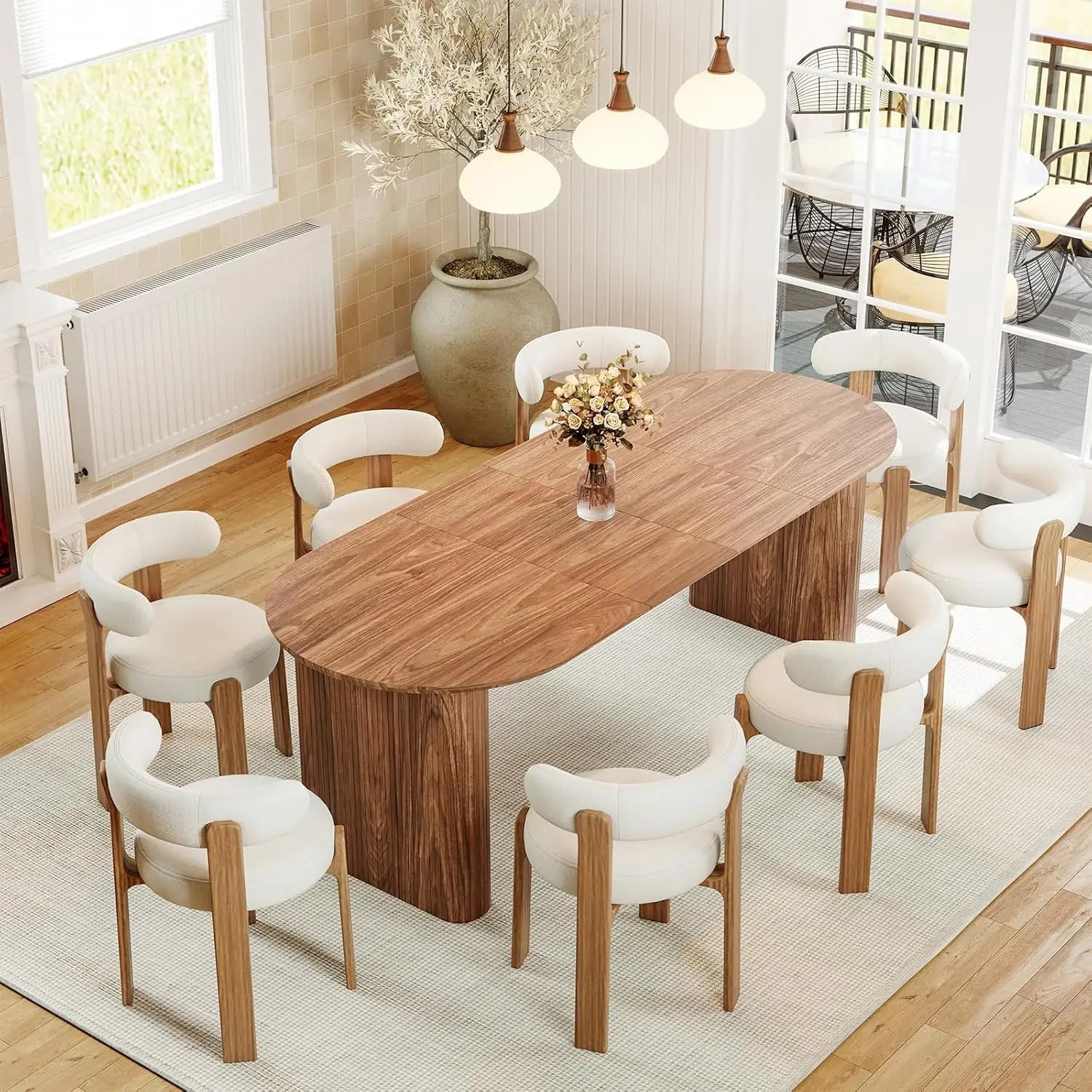 Extendable Oval Wooden Dining Table