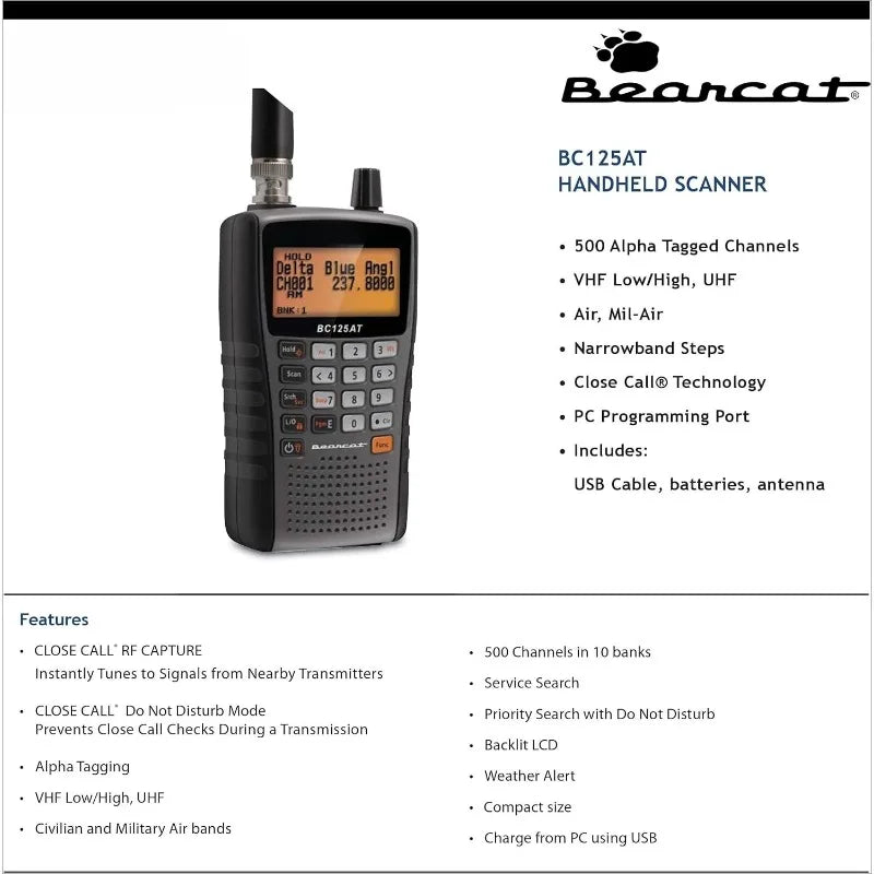 Bearcat BC125AT Handheld Scanner