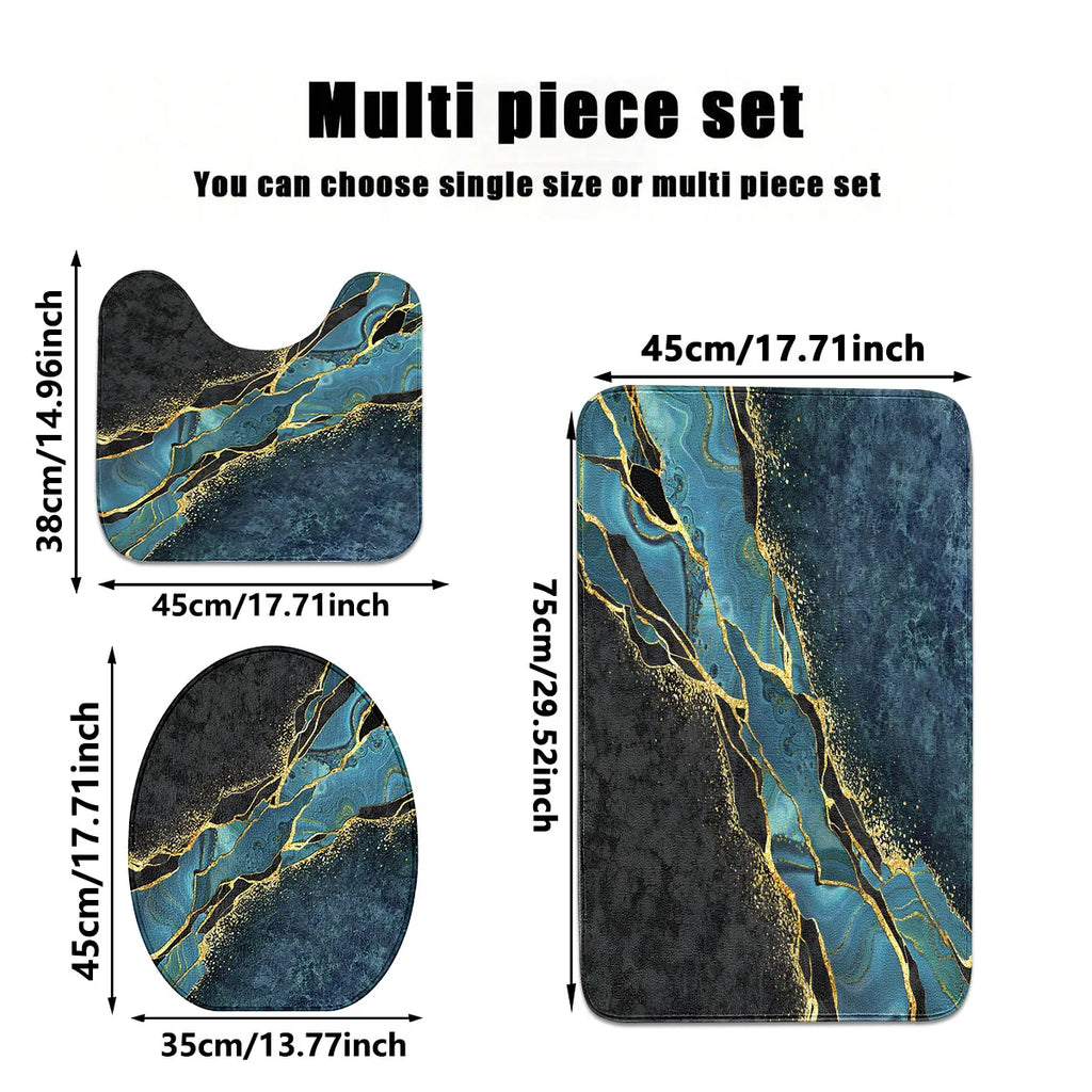 Blue Gold Marble Bathroom Set