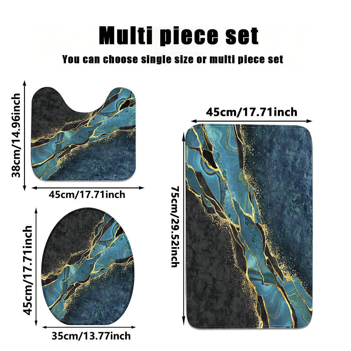 Blue Gold Marble Bathroom Set