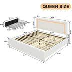 Bed Frame  4 Storage Drawers LED Bed Type-C&USB