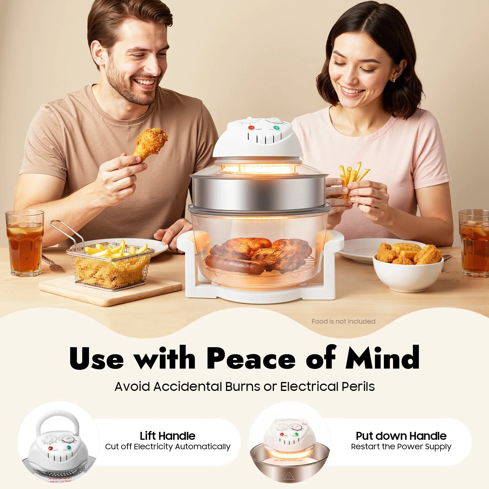 110V 17.96Qt Visual Air Fryer 1200-1400W 360°