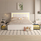 Bed Frame  4 Storage Drawers LED Bed Type-C&USB