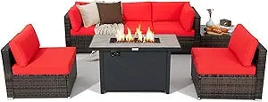 7 Piece Patio Furniture Set  Fire Pit