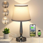 Touch Table Lamp with USB C Charging, 3-Way Dimmable Nightstand Light for Bedroom and Office, LED Bulb Included