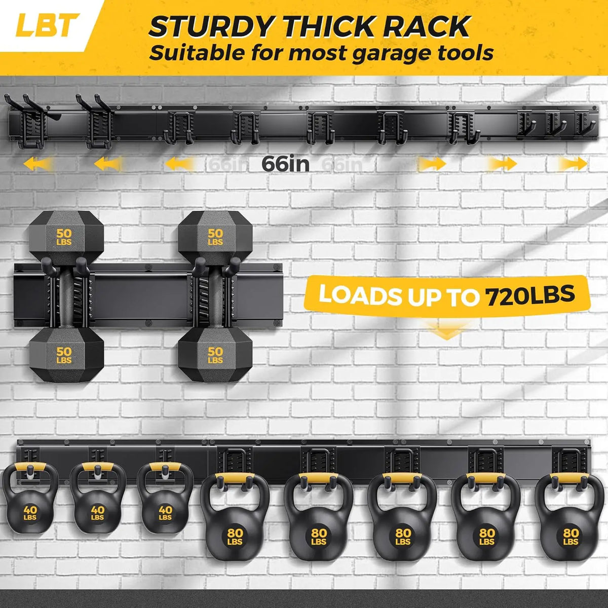 720lbs Garage Tool Organizer Wall Mount