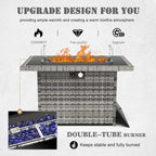 8-Piece Wicker Set Propane Fire Pit Table